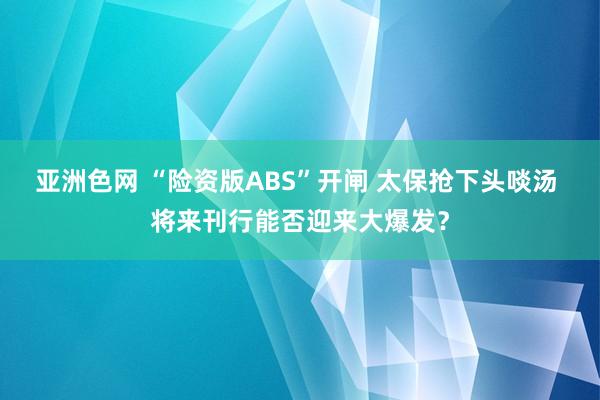 亚洲色网 “险资版ABS”开闸 太保抢下头啖汤 将来刊行能否迎来大爆发？