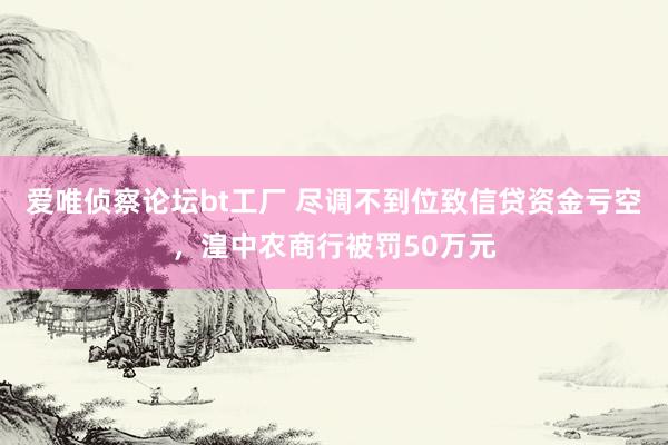爱唯侦察论坛bt工厂 尽调不到位致信贷资金亏空，湟中农商行被罚50万元