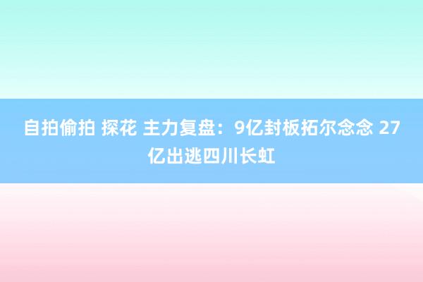 自拍偷拍 探花 主力复盘：9亿封板拓尔念念 27亿出逃四川长虹