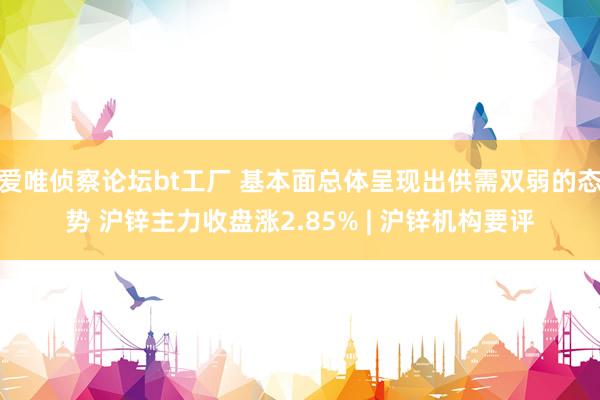 爱唯侦察论坛bt工厂 基本面总体呈现出供需双弱的态势 沪锌主力收盘涨2.85% | 沪锌机构要评