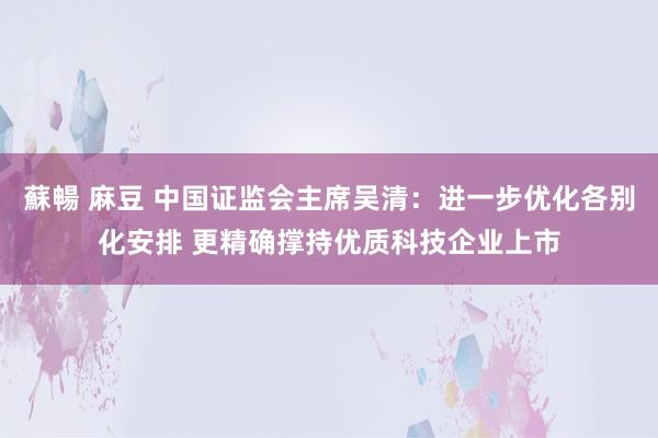 蘇暢 麻豆 中国证监会主席吴清：进一步优化各别化安排 更精确撑持优质科技企业上市