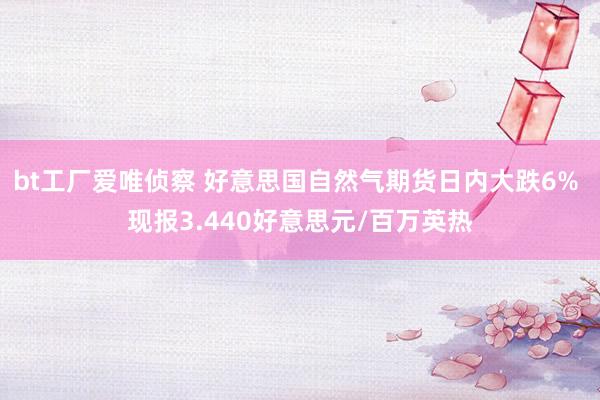 bt工厂爱唯侦察 好意思国自然气期货日内大跌6% 现报3.440好意思元/百万英热